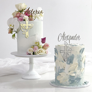 Décoration de gâteau en acrylique multicolore avec colombe, branche d'olivier et inscription « Dieu bénisse » pour la première communion, les baby showers et les anniversaires - Product Image 2