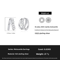 Boucles d'oreilles à double anneau en argent Sterling 925 pour femmes, bijoux de luxe en cristal géométrique, cadeau de fiançailles et de mariage