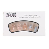 Uñas Postizas 3D con Diseño de Océano, Forma Almendrada, Largas, Removibles, con Estrellas de Mar, Conchas y Perlas, para Fiestas en la Playa, Venta al Por Mayor
