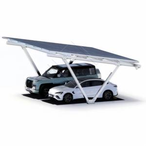 Structure de support de carport solaire en acier à double rangée personnalisée avec système de <span class=keywords><strong>gouttière</strong></span> intégré, certifiée CE, surface anodisée, garantie 10 ans - Product Image 3