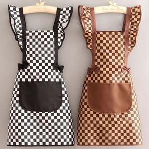 Delantal de Encaje al por Mayor, Estilo Americano a Cuadros, de Algodón y Poliéster, Impermeable y Resistente al Aceite, para el Hogar y Restaurantes - Product Image 1