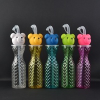 Bouteille isotherme en plastique de 500 ml pour enfants, motif animal de dessin animé, avec paille, idéale pour la rentrée scolaire