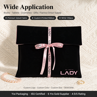 Pochette enveloppe de luxe en velours recyclable pour vêtements, portefeuilles, emballages de produits capillaires, sac cadeau anti-poussière en suède avec logo personnalisé imprimé