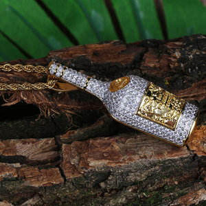 Jialin de ins hiphop helado lleno de diamantes brillo whisky <span class=keywords><strong>vino</strong></span> mini botella de <span class=keywords><strong>vino</strong></span> cz colgante collar - Product Image 3