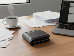 Men's <b>Zip</b>-Around <b>Wallet</b> Genuine Leather Short Minimalist Style With Loose-Leaf - Product Image 2