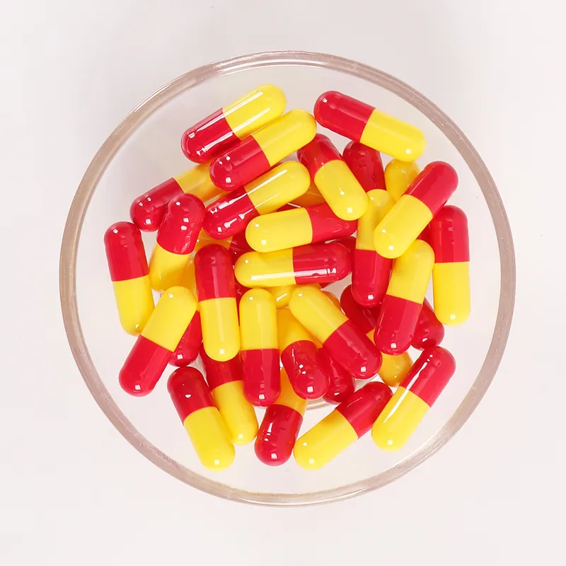 Bulk rosso giallo capsule di gelatina vuote con Logo stampato dimensioni 00 0 1 2 3 4