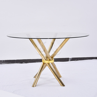 Meuble d'hôtel au design unique et moderne, base en acier inoxydable doré avec plateau en verre, idéal pour hôtels, mariages, salons, écoles et salles à manger