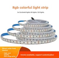 Bande LED RGB 5050 avec adhésif pour extérieur, contrôlable via application smartphone, CRI80, durée de vie de 50 000 heures pour