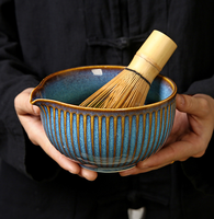 Ensemble complet de matcha avec bol, fouet en bambou naturel, cuillère, tamis en acier inoxydable, accessoires pour la cérémonie du thé