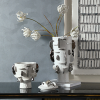 Nordique Vintage maison hôtel salon décor argent finition en céramique fleur Vase de table décoratif pot de rangement