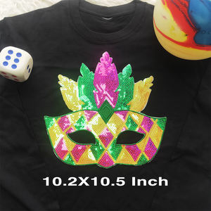 Vente en gros personnalisée Mardi Gras vêtements brodés grandes paillettes thermocollantes brodées sur patchs pour vêtements - Product Image 6