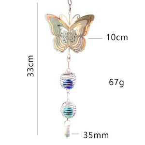 Girandole 3D in Acciaio Inox <span class=keywords><strong>con</strong></span> Rotazione a Cuscinetto, Colibrì, Farfalla, <span class=keywords><strong>Albero</strong></span> della Vita, Acchiappasole, Campanelle a Vento <span class=keywords><strong>con</strong></span> Sfera di Cristallo - Product Image 6