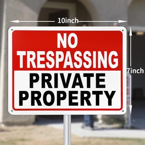 لافتة تحذير من الألومنيوم 'ممنوع التعدي على الممتلكات الخاصة' للمنازل والشركات، علامات تحذير أمنية على مدار 24 ساعة - Product Image 6