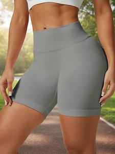 Shorts Deportivos de Cintura Alta para Mujer, Ajuste Deportivo, Tejido de Spandex y Poliéster, Color Sólido, Cintura Elástica - Product Image 3