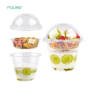 Одноразовые десертные чашки-вкладыши для йогурта, 9 унций, 12 унций, прозрачные пластиковые идеальные чашки с крышками и вставками, закуски для завтрака, чашки