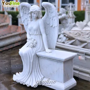 Pietra tombale da giardino moderna intagliata da esterno in marmo con angelo