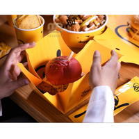 Caja de hamburguesa plegable para comida, caja de embalaje de comida rápida portátil personalizada, caja de hamburguesa de pollo frito para llevar en restaurante