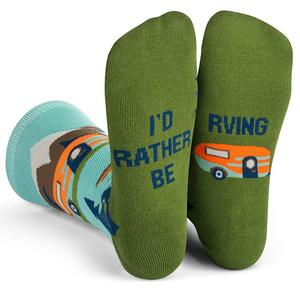 Alta calidad, preferiría estar cazando Rving Beach <span class=keywords><strong>Camping</strong></span>, novedad, letras en inglés, calcetines deportivos de tubo para tripulación Unisex, calcetines bonitos - Product Image 3