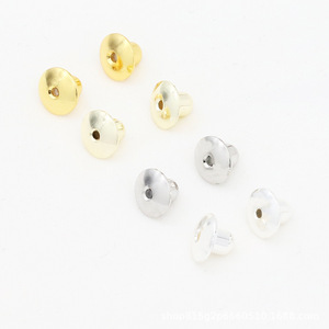 Tapones para los oídos de oro de 18k que preservan el color, puntas de silicona UFO, tapones para los oídos de alta gama, tapones para los oídos con cuentas redondas, tapones para pendientes DIY A55B - Product Image 1
