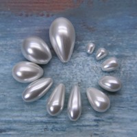 Perles en vrac en forme de goutte d'eau en cristal de verre blanc à trou droit, imitation perle, pour la fabrication de bijoux, vente en gros