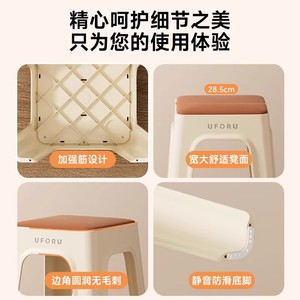 Uforu <b>Stool</b> Plastic 24.3x24.3x27.8 Stackable Home Living Room <b>Kitchen</b> Modern Minimalist Design - Product Image 4
