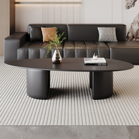 Moderner Luxus-Couchtisch mit Holzrahmen und Schieferplatte, Ovaler Walnuss-Couchtisch für Hotel und Wohnzimmer