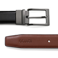 Ceinture en cuir de vachette double face pour homme, style western, polyvalente, 3,5 pouces, avec boucle personnalisable, logo sur mesure, lignes fines, tendance