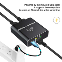 Répartiteur de réseau haute vitesse 1 Gbps/1000 Mbps 2 en 1 Répartiteur de réseau LAN Gigabit RJ45 avec câble USB C