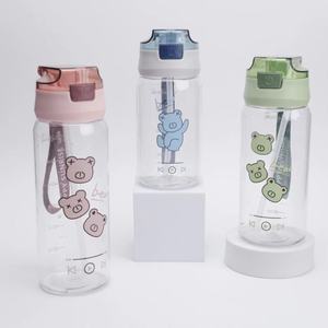 Garrafa de Água Plástica Meka Md143 520ml com Canudo de Urso de Desenho Animado para Crianças, Ideal para Escola e Acampamento - Product Image 2