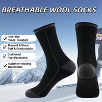 Chaussettes mi-mollet en laine mérinos d'hiver, épaisses, thermiques, chaudes, antidérapantes, respirantes pour le ski, pour hommes et femmes