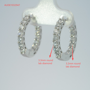 Pendientes de Diamantes Starsgem, Estilo Clásico, para Uso Diario, Diamantes de Laboratorio, Aros de Oro Sólido de 10k - Product Image 3