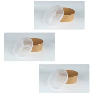 Custom Kraft Paper Bowl 500ml 750ml 1000ml Print Hot Soup Disposable Paper Bowl With Lid