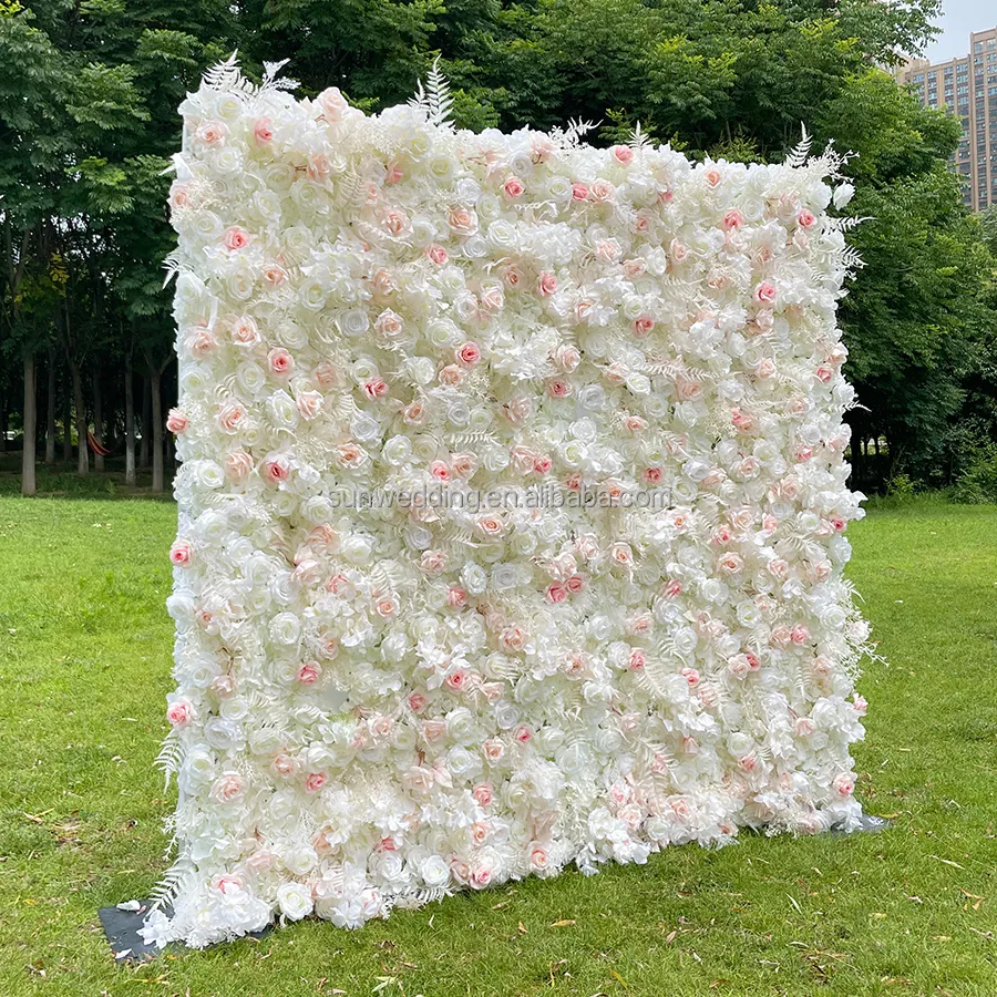 Sunwedding White Wedding Wall Wedding Decor Backdrop Artificial Flower Wall For Wedding Event Decoration