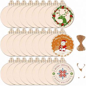 Ornements de Noël rustiques en bois écologiques personnalisables, tranches de bois vierges avec trou pour la décoration saisonnière de la maison, dropshipping - Product Image 2