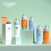 Emballage de bouteille de crème solaire teinté de marque privée personnalisée 50ml 80ml mini bouteille de pompe de pulvérisation de lotion pour le corps en plastique cosmétiques