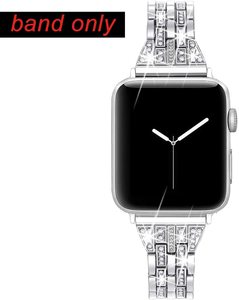 HuaMJ 2024 nuovo Designer di vendita calda moda argento orologio di lusso cinturino in metallo inossidabile con strass gioielli per Apple Watch - Product Image 2