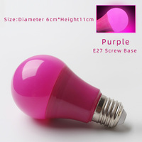 Ampoules LED colorées A60 AC220V E27 6 couleurs (rouge/jaune/bleu/vert/orange/violet) pour la décoration de fêtes résidentielles