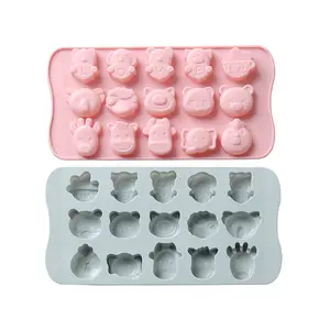 DIY卡通动物熊造型硅胶模具手工糖果制作饼干巧克力糖果模具烤盘家用烤盘