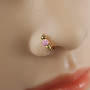 Anneau de nez en opale à tête obcuse en acier inoxydable personnalisable, anneau de lèvre sans perçage, faux clip d'oreille, bijoux pour femmes et hommes - Product Image 5