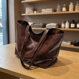 Pochette en cuir véritable faite à la main avec fermeture éclair, souple, imperméable, durable, écologique, légère, grande capacité - Product Image 3