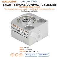 Cylindre pneumatique à course courte AEVC, cylindre à air compact, double action, corps en aluminium, alésage 20 mm, course de 5 à 100 mm, avec aimant