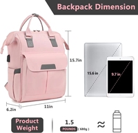 Sac à dos pour ordinateur portable Sac de voyage pour femmes Sac à dos d'ordinateur de 15.6 pouces Sac à dos universitaire avec port USB Grand sac d'école pour le travail des enseignants