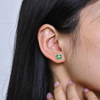 Fanke Simple Watermelon Four-Leaf Grass Flower Daisy Stud Earrings Stainless Steel ZIRCON Women's Trendy Cross-Border Jewelry