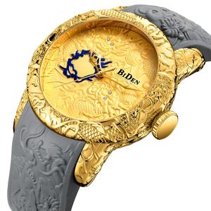 Reloj Biden 0129, Nuevo Diseño de Moda, Escultura 3D de Dragón, Movimiento Japonés de Cuarzo, Esfera Grande Dorada, Relieve Exquisito, Reloj Creativo - Product Image 2