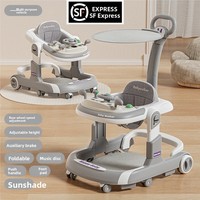 Marche-bébé multifonctionnel Premium HOPKIDS MLT-611 avec musique, poussoir pour garçons et filles, 3-en-1, anti-basculement, anti-jambes en O, charge maximale 20 kg