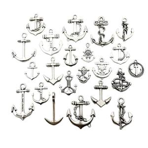 DIY hand gefertigten Schmuck Material Retro alten Silber Schiff Anker kleinen Anhänger 1 Ohrringe Halskette Armband Hersteller - Product Image 1