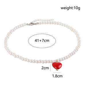 Collana con Ciondolo a Cuore in Resina Acrilica Colorata alla Moda <span class=keywords><strong>Perline</strong></span> di Vetro Fatte a Mano Stile Y2K per Donna Gioielli da Festa - Product Image 6