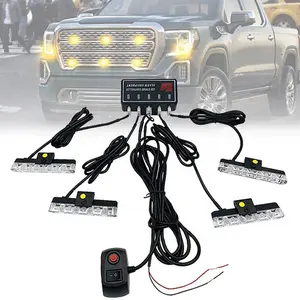 Luz de advertência de emergência central para carros, 12V 4*4 LED, grelha de fábrica, luzes flasher para carros, luz estroboscópica de alargamento