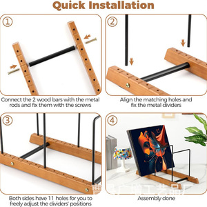 Wooden <b>Record</b> Rack Solid Wood Vinyl Storage Display <b>Stand</b> For Home Desktop Use - Product Image 4