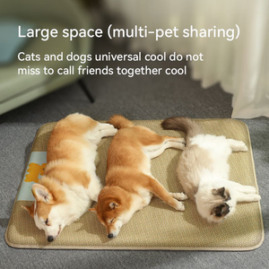 Tapis rafraîchissants d'été pour animaux de compagnie en gros, coussinets de glace respirants antidérapants à motif uni en fibres végétales, lavables à la main, spéciaux pour chiens - Product Image 4